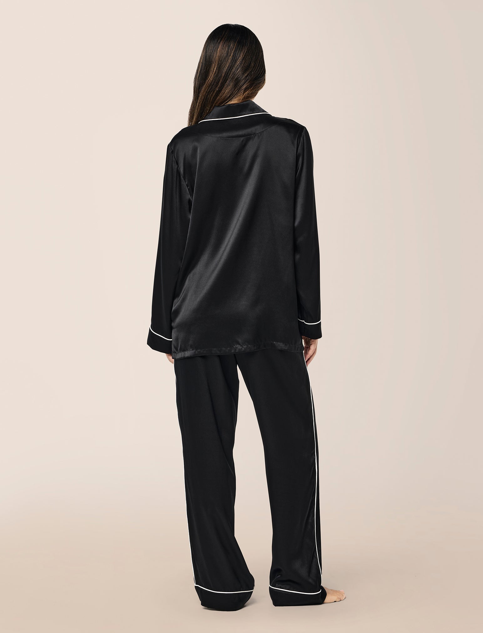 Sylvie Silk Piped Full Length PJ