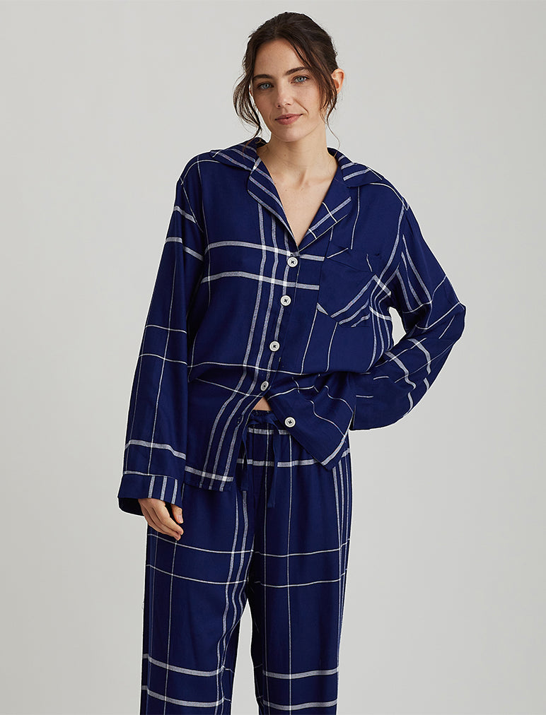 Comfy Plaid PJ in Navy