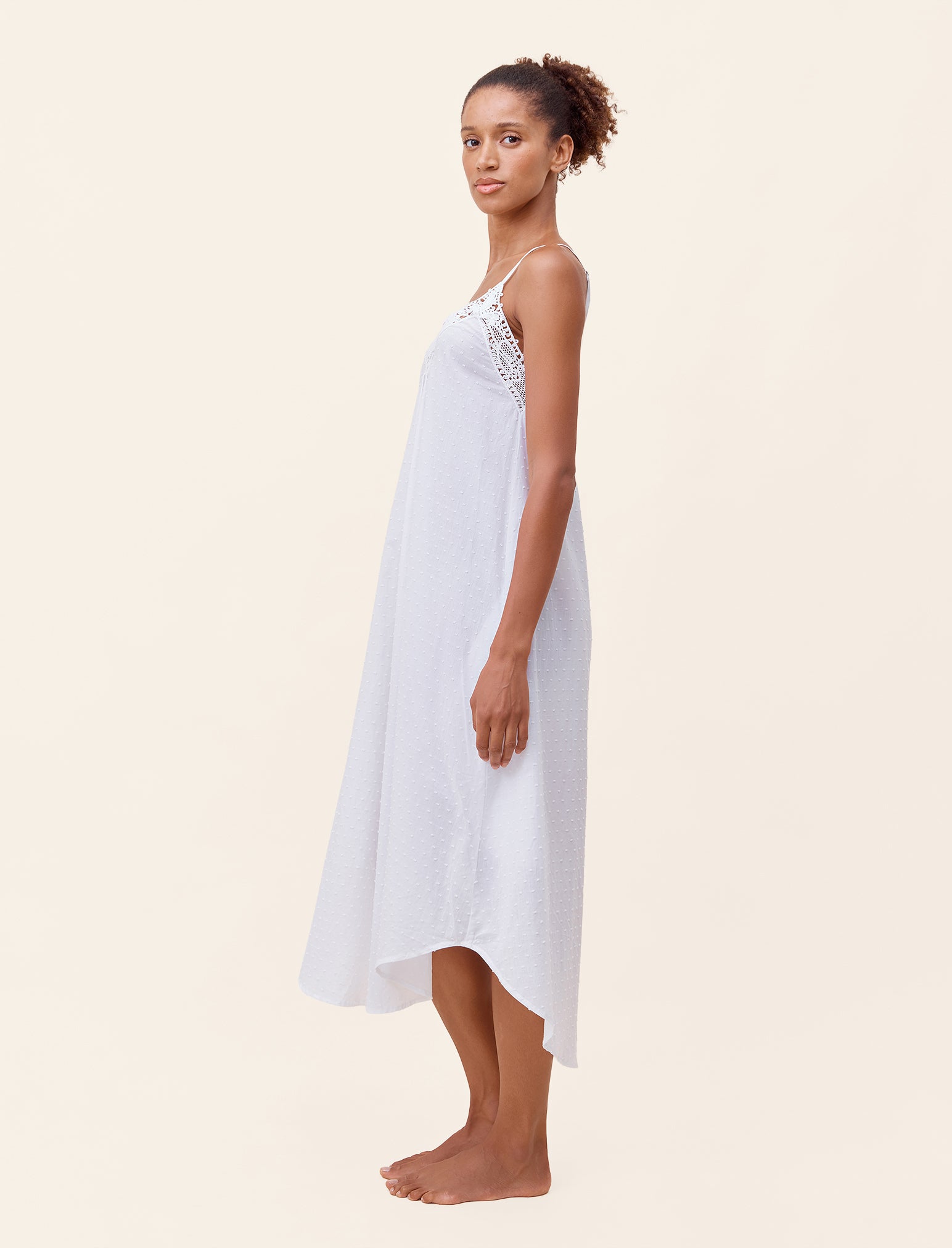 Swiss Dot Lace Front Maxi Nightie