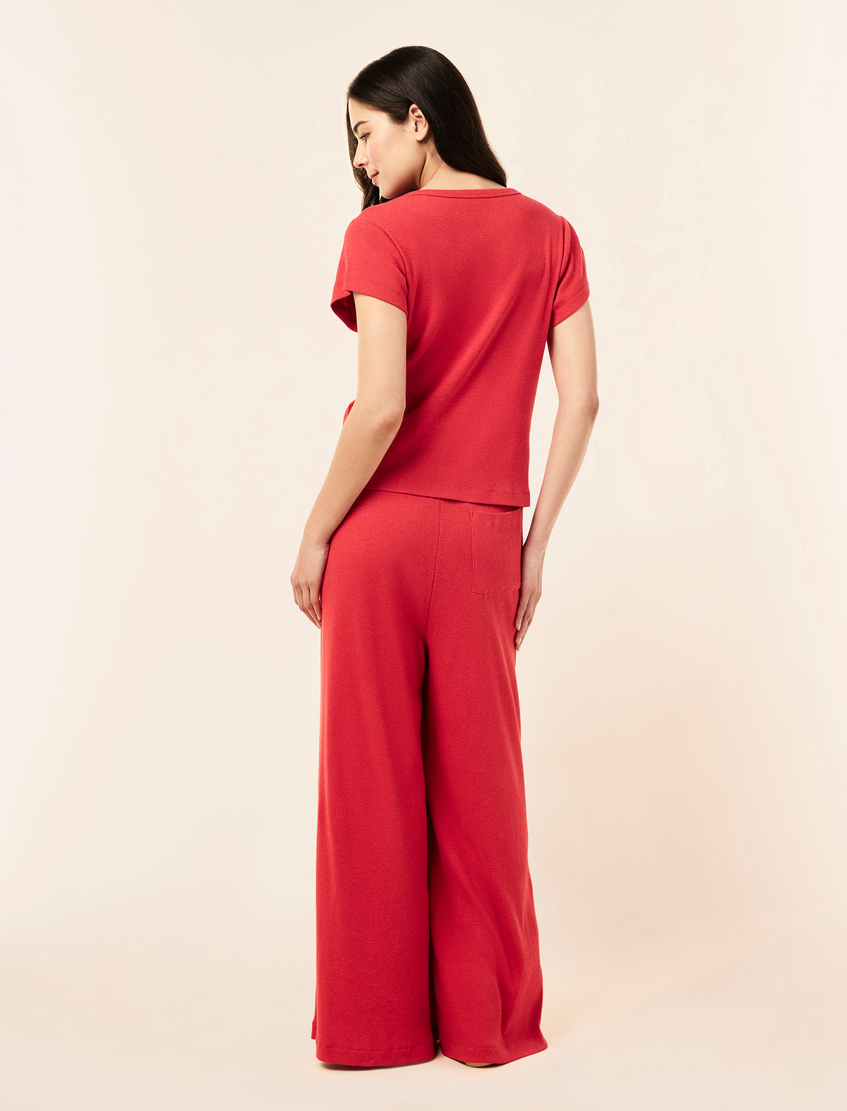 Soft Baby Rib Full Length Wide Leg Pant