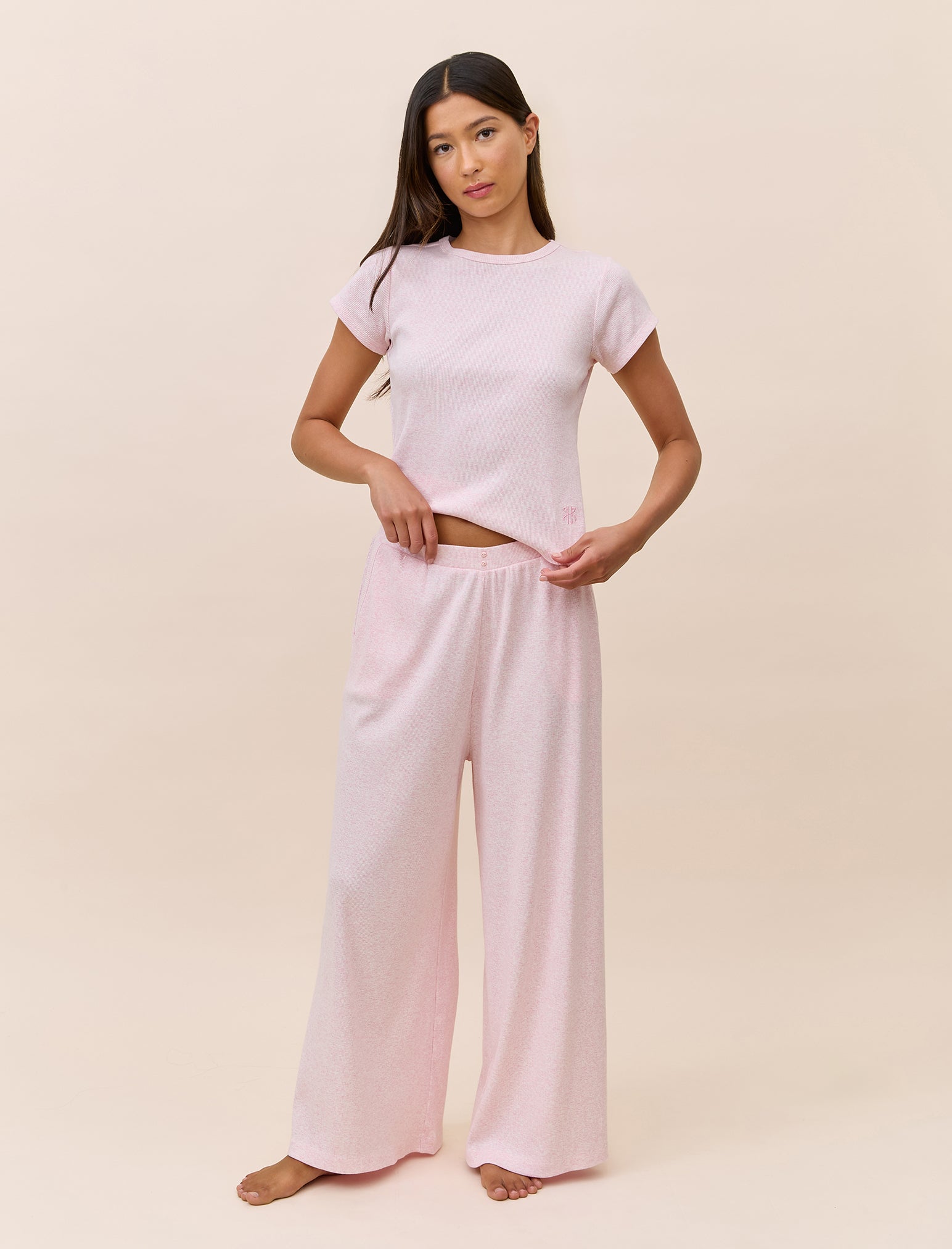 Soft Baby Rib Full Length Wide Leg Pant