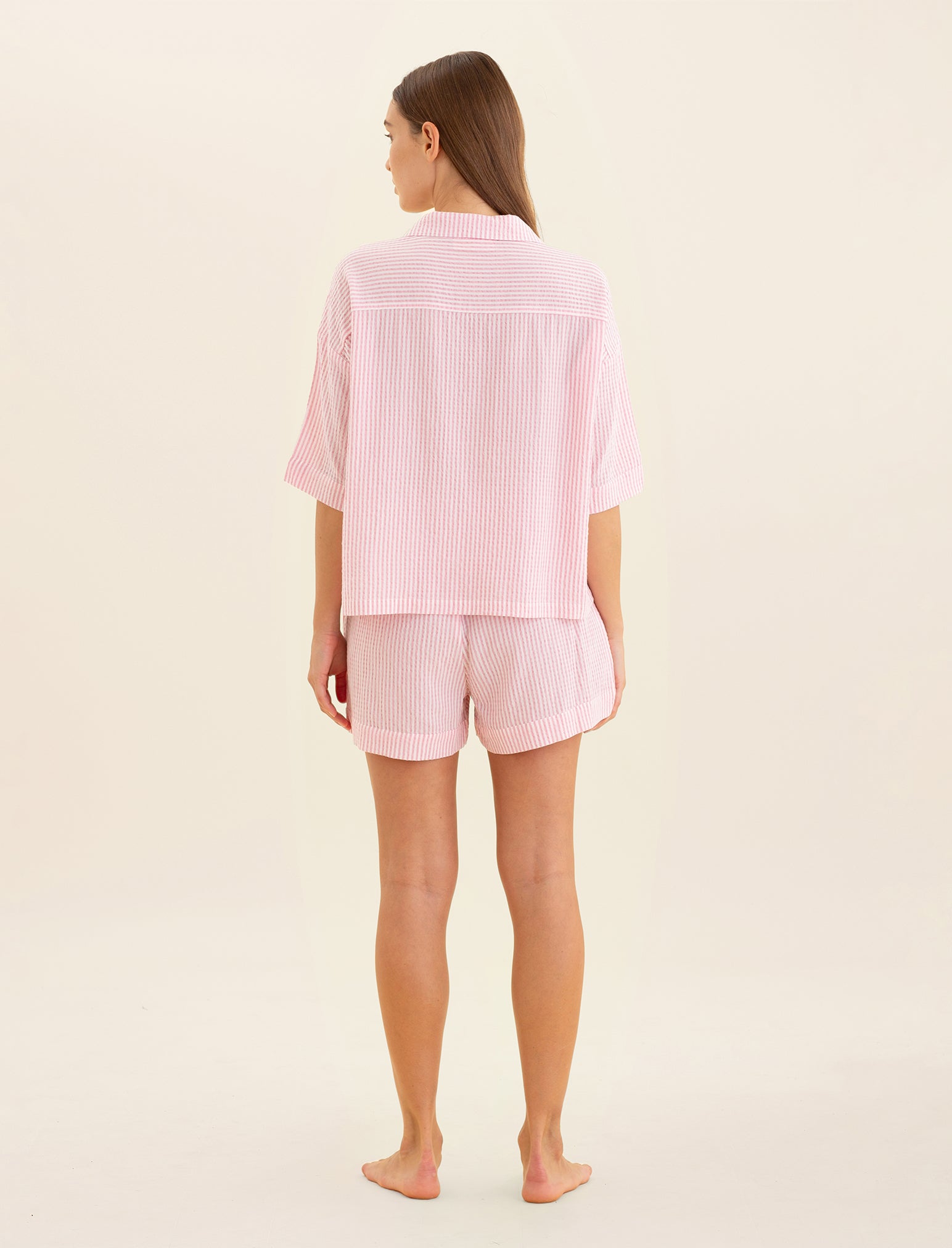 Sabine Seersucker Stripe Boxer PJ & Bow Scrunchie