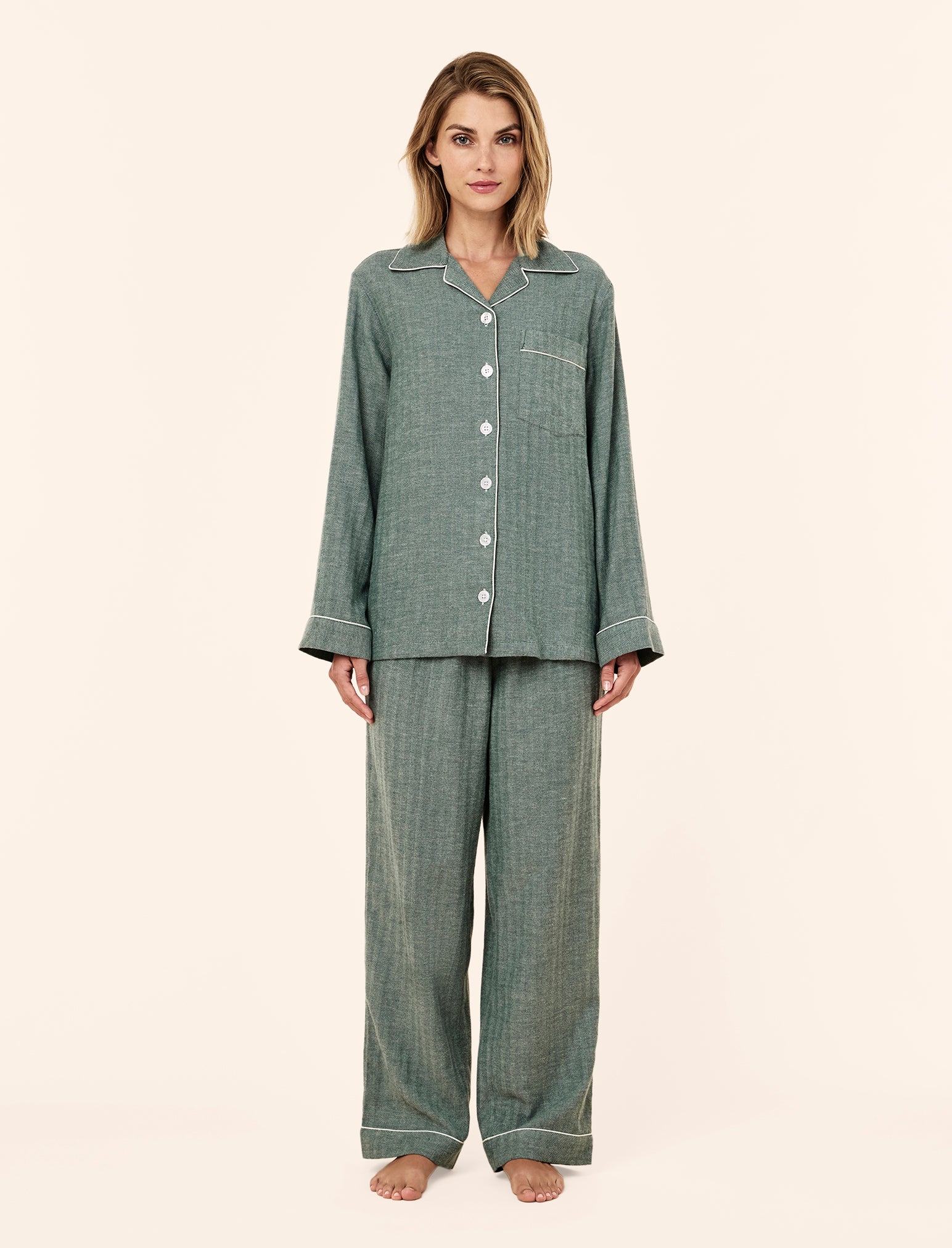 Super Soft Brushed Herringbone PJ Set