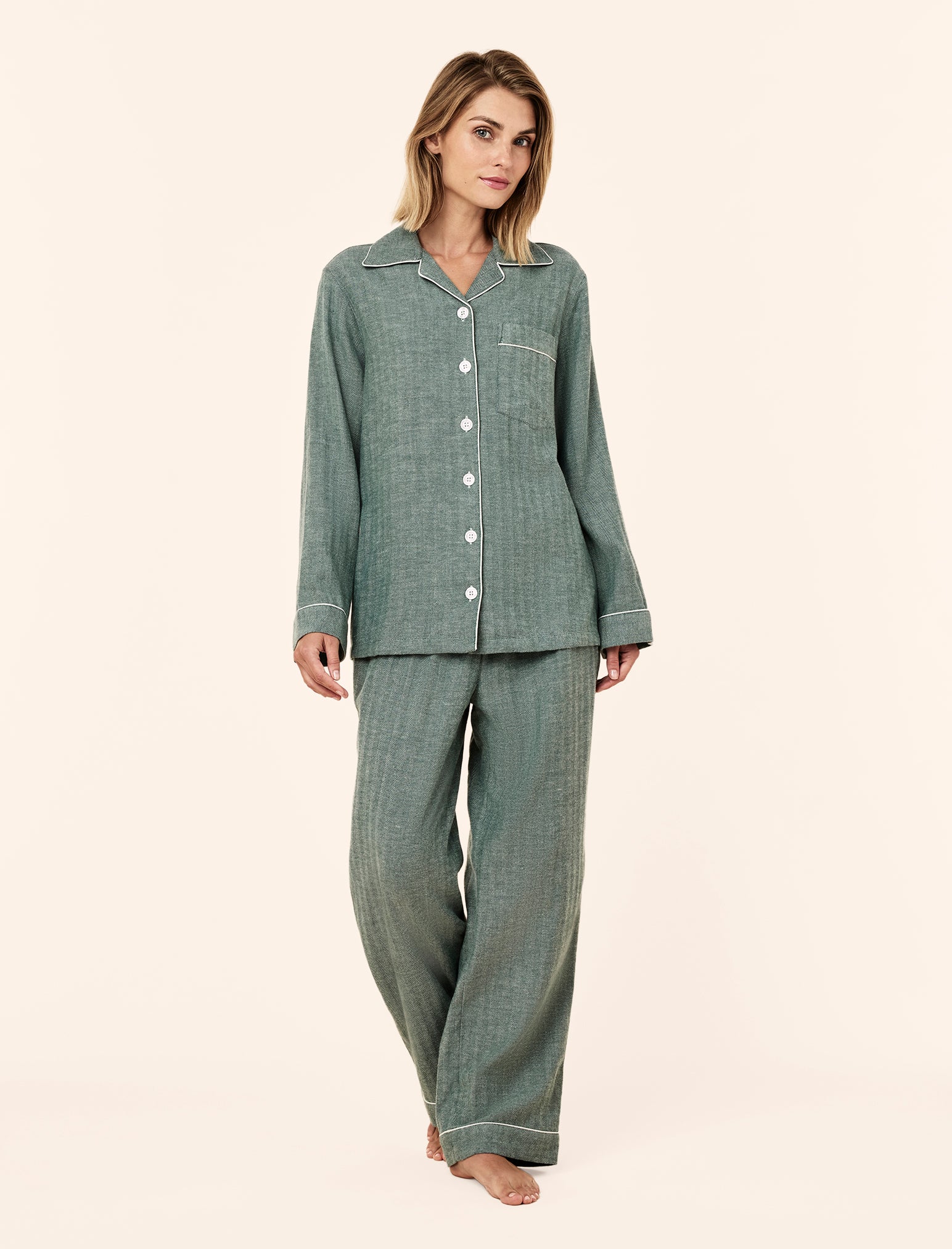 Super Soft Brushed Herringbone PJ Set