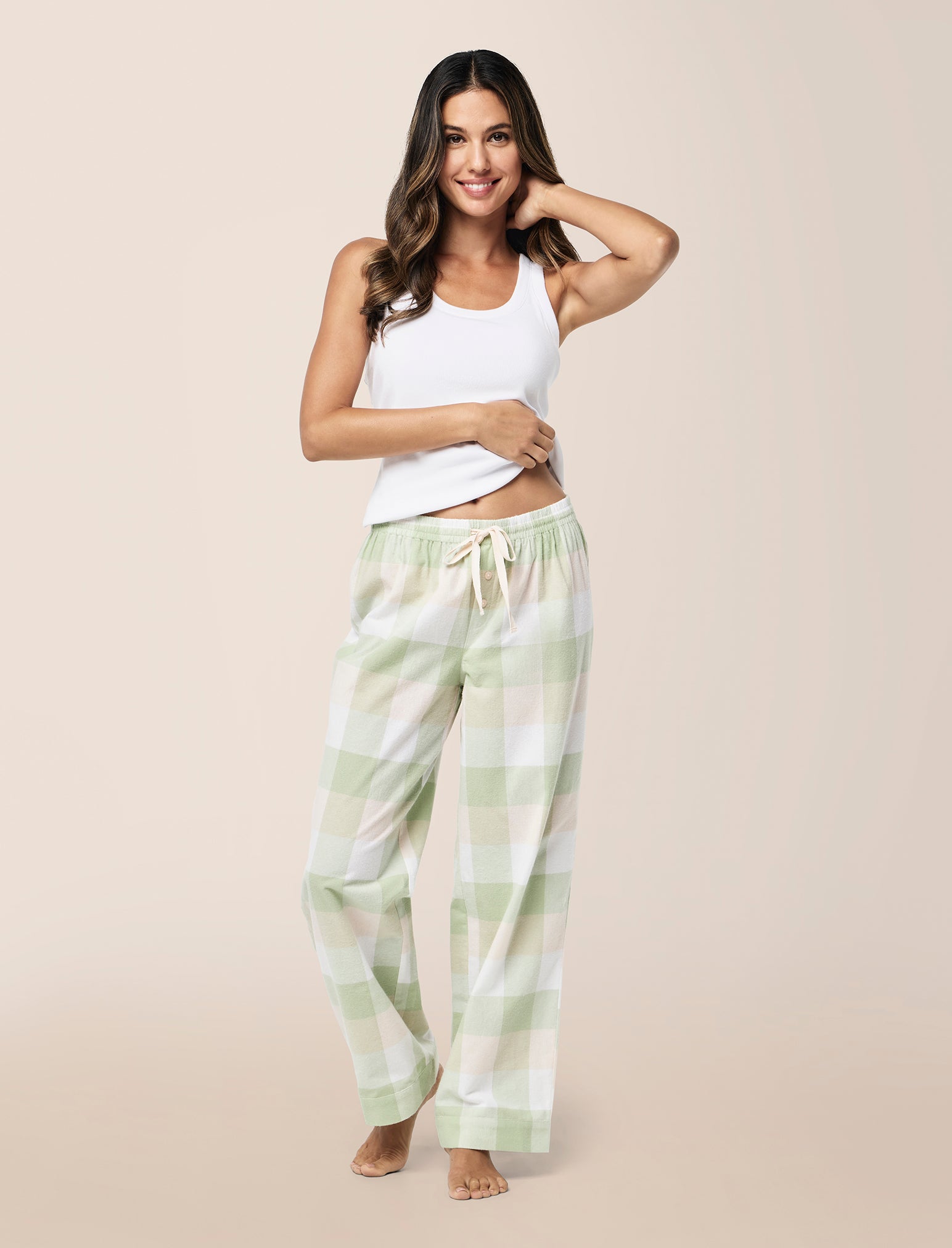 Organic Cotton Plaid Full Length Pant