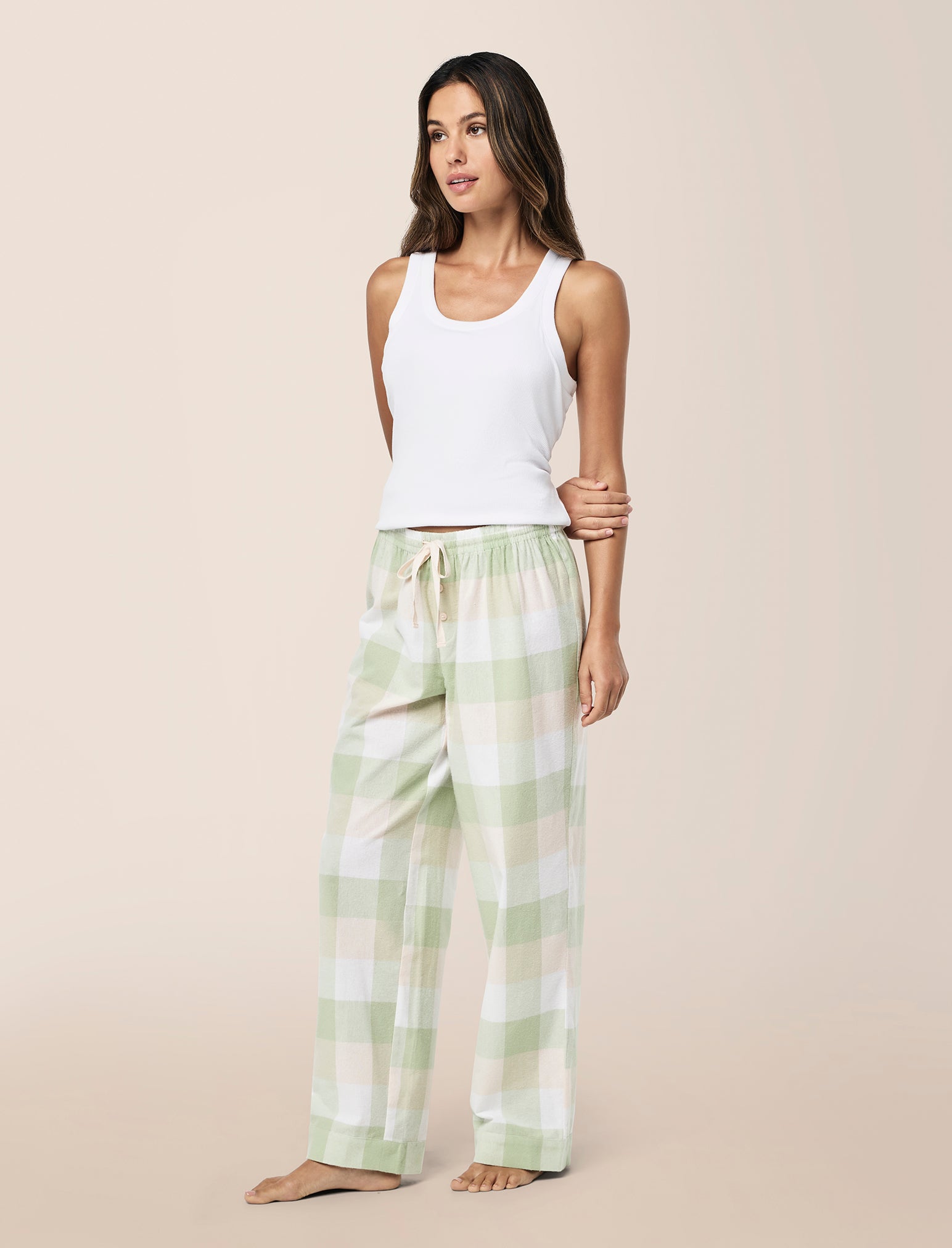 Organic Cotton Plaid Full Length Pant