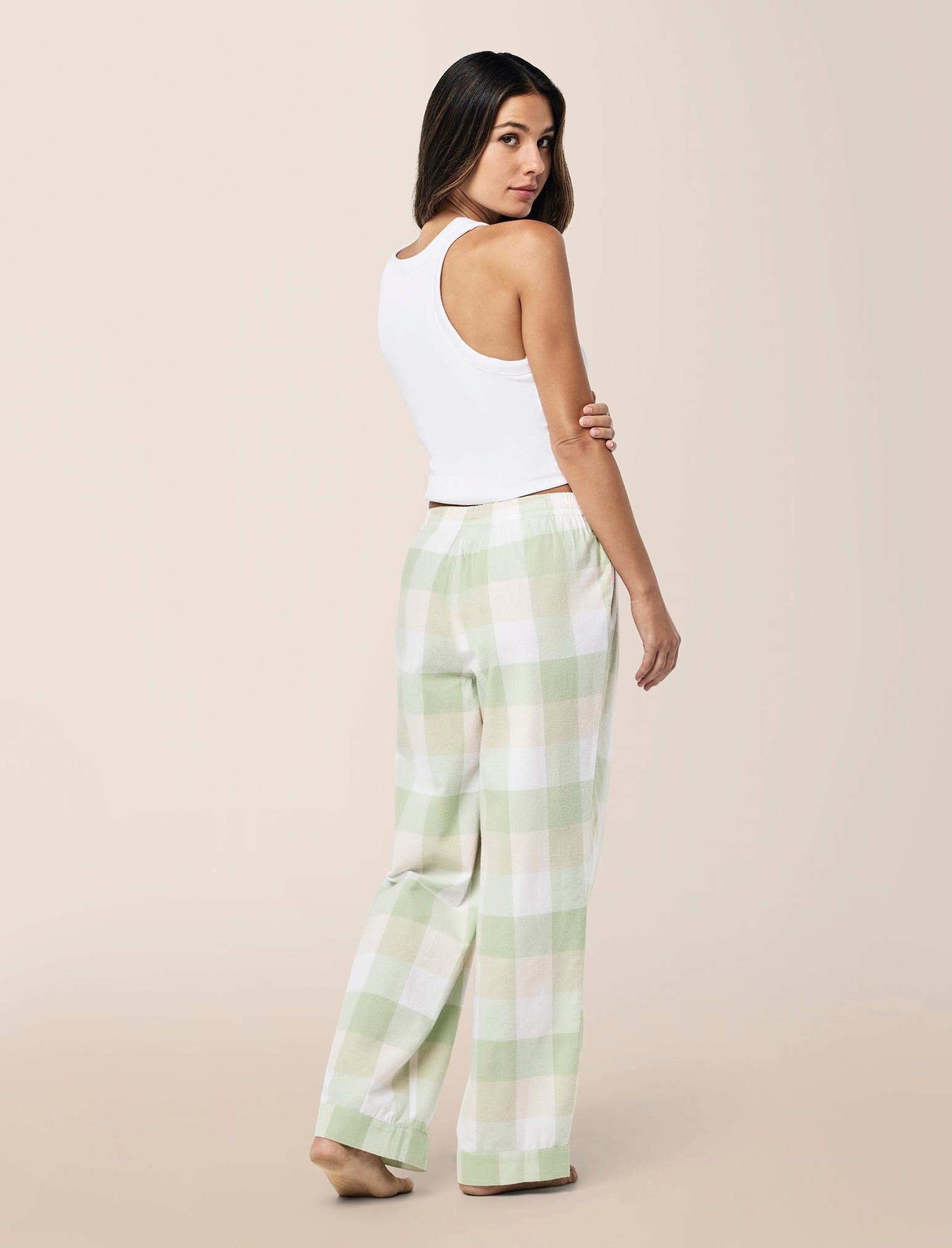 Organic Cotton Plaid Full Length Pant