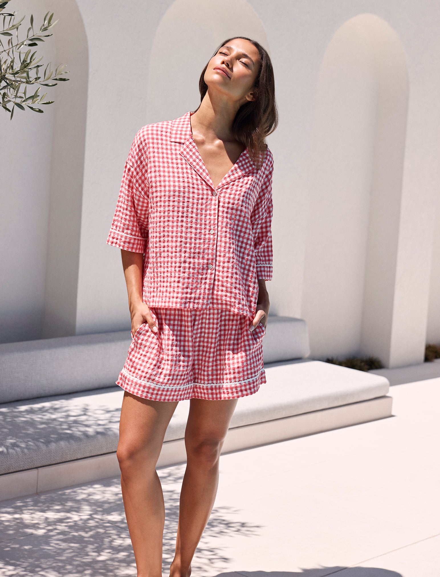 Seersucker Gingham Boxer PJ Set