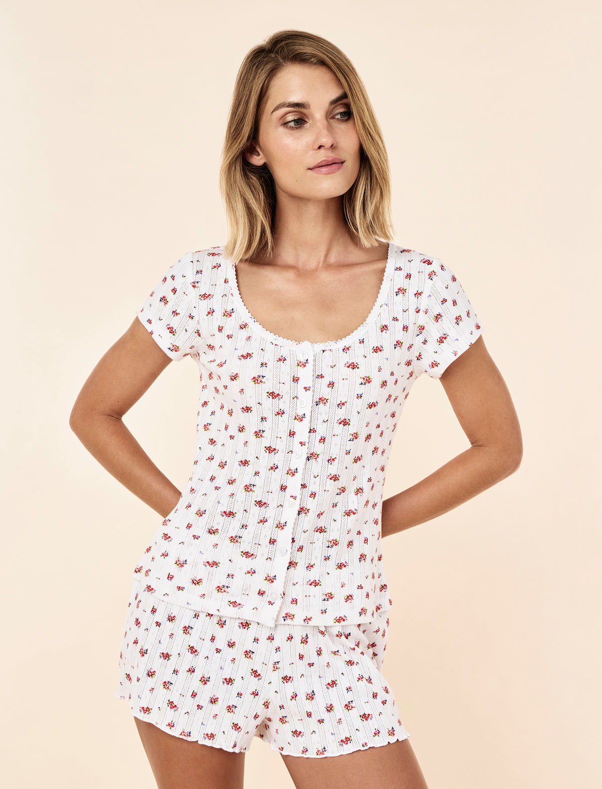 Lilly wearing the Imogen Pointelle Tee