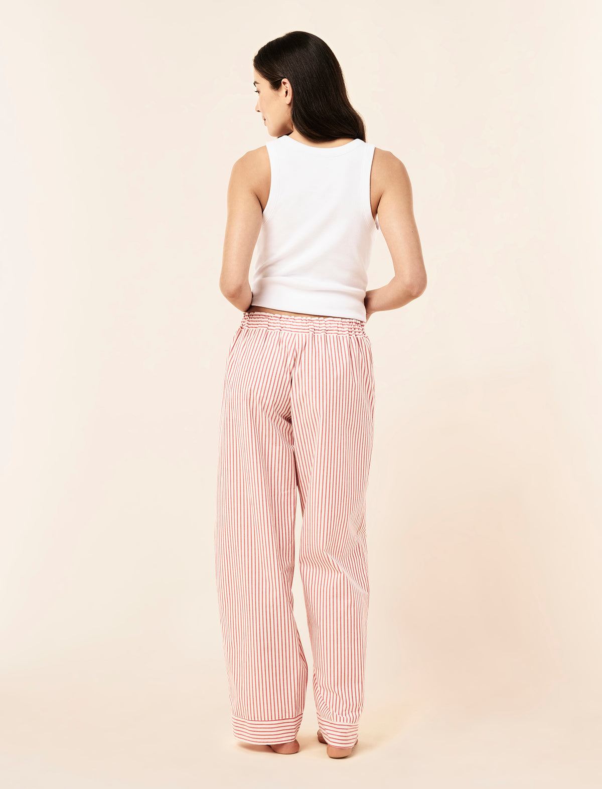Stripe Cotton Wide Leg Pant