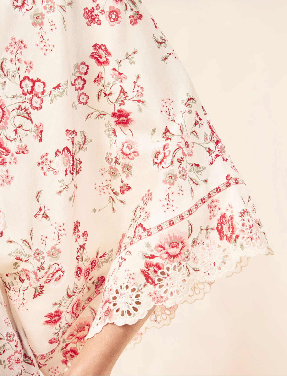 Border Floral Midi Kimono Robe