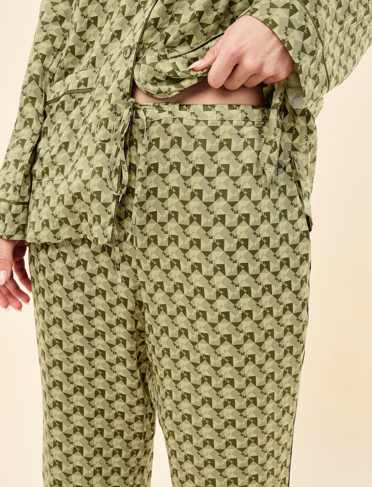 Karen Walker Monogram Tiles Silk Wrap PJ Set