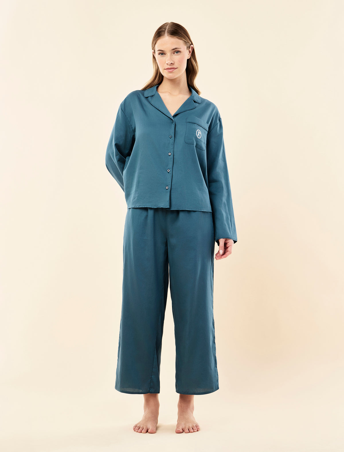 Sianie wearing the Karen Walker Runaway Girl Crop PJ Set