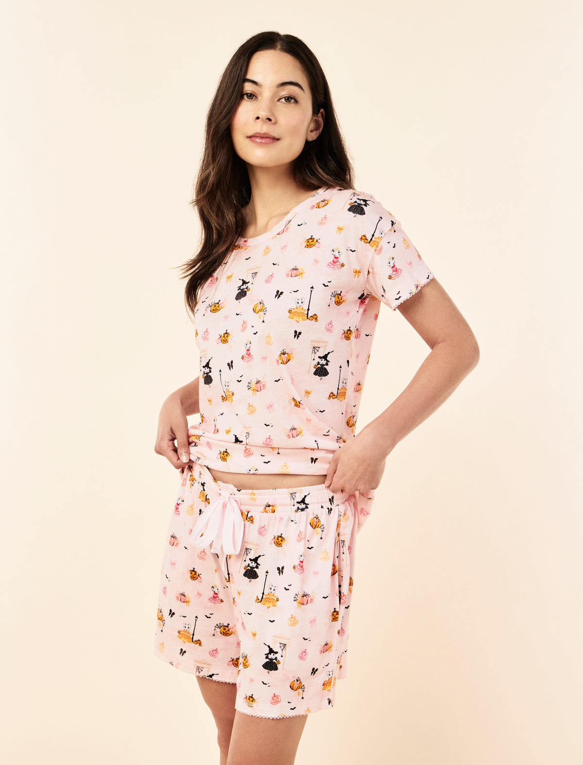 Sakura wearing the Claris The Mouse Knit Short Sleeve Standard Tee and Boxer Set