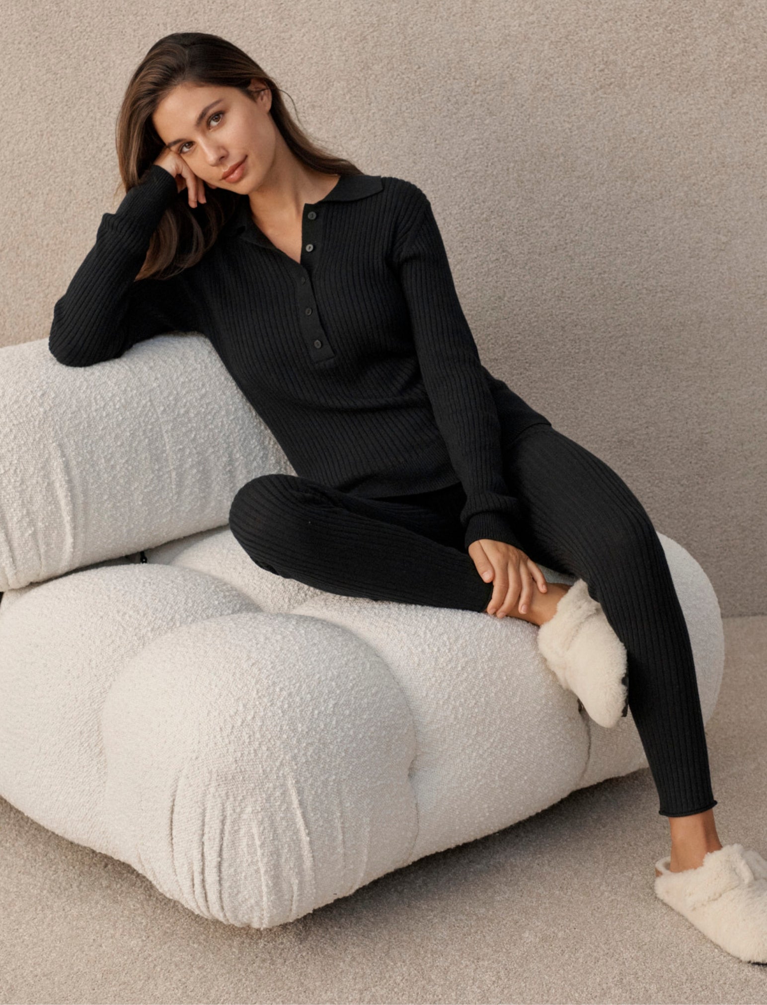 Colette Cosy Cotton Silk Rib LS Top