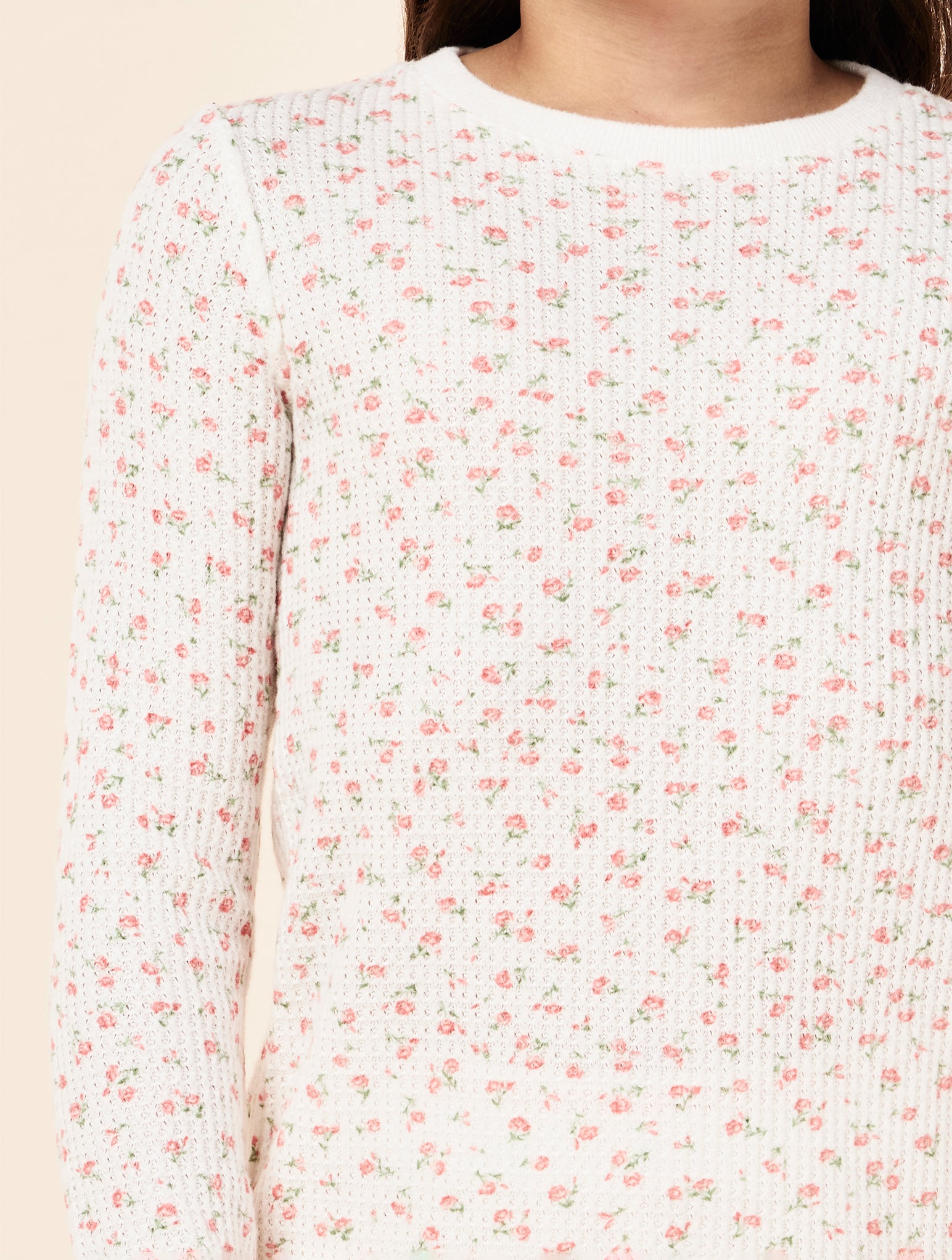 Kids Rosette Waffle Full Length PJ Set