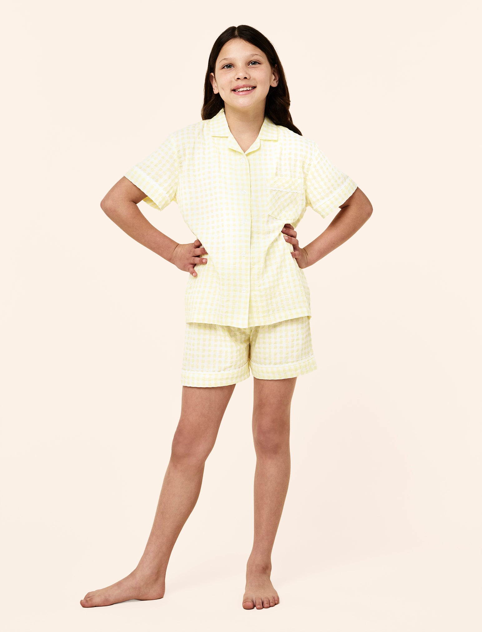 Kids Seersucker Gingham Boxer PJ Set
