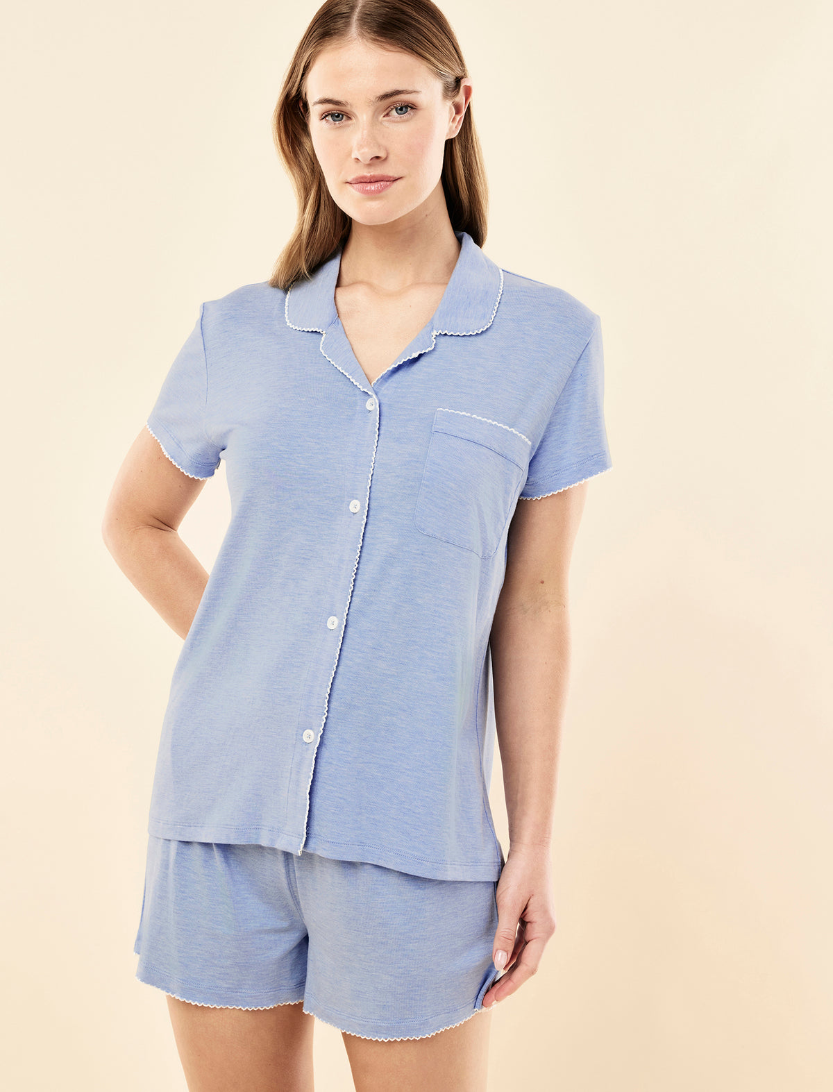 Sienie wearing the Kate Modal Soft Boxer PJ Set