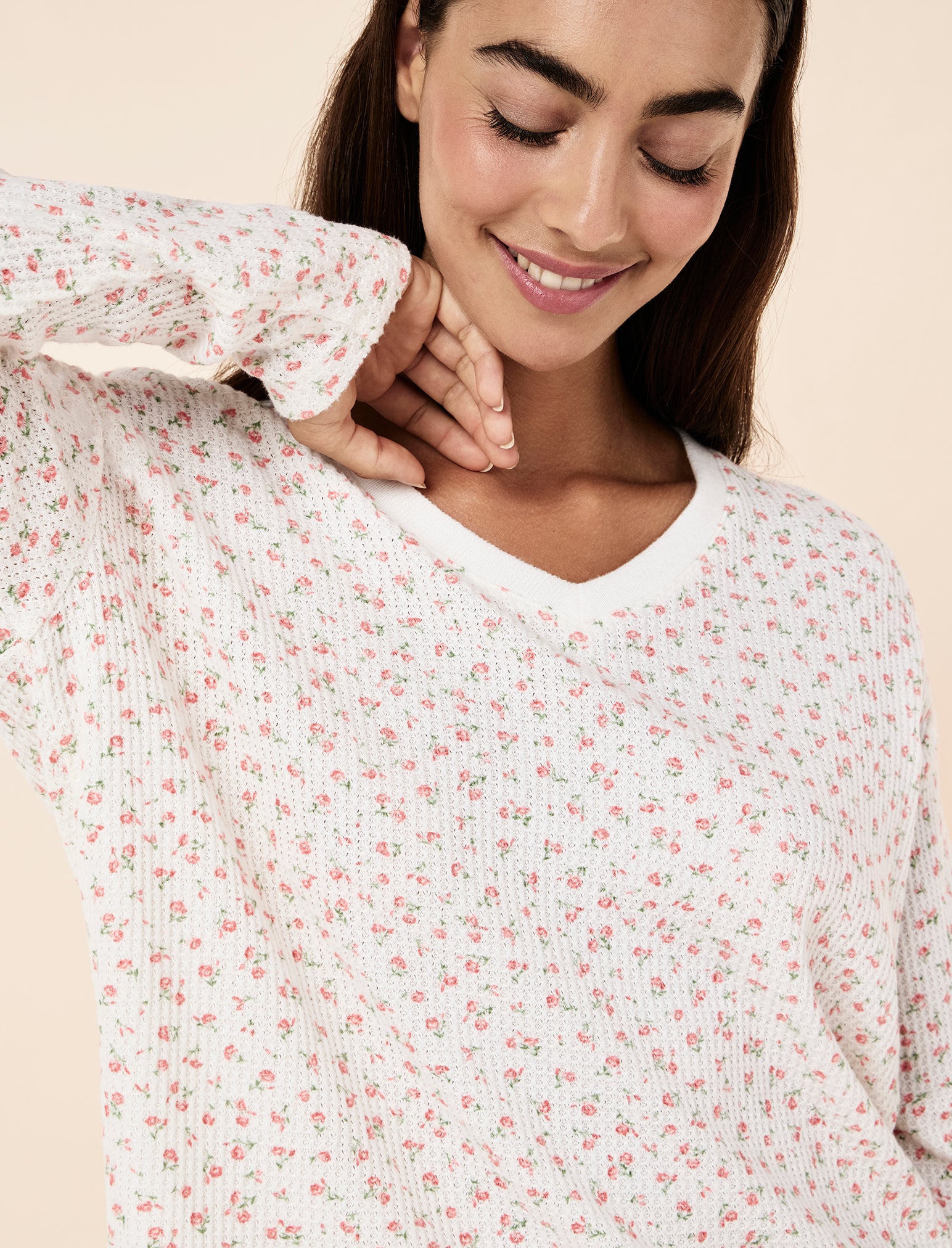 Super Soft Waffle V-Neck Long Sleeve Top & Jogger Set