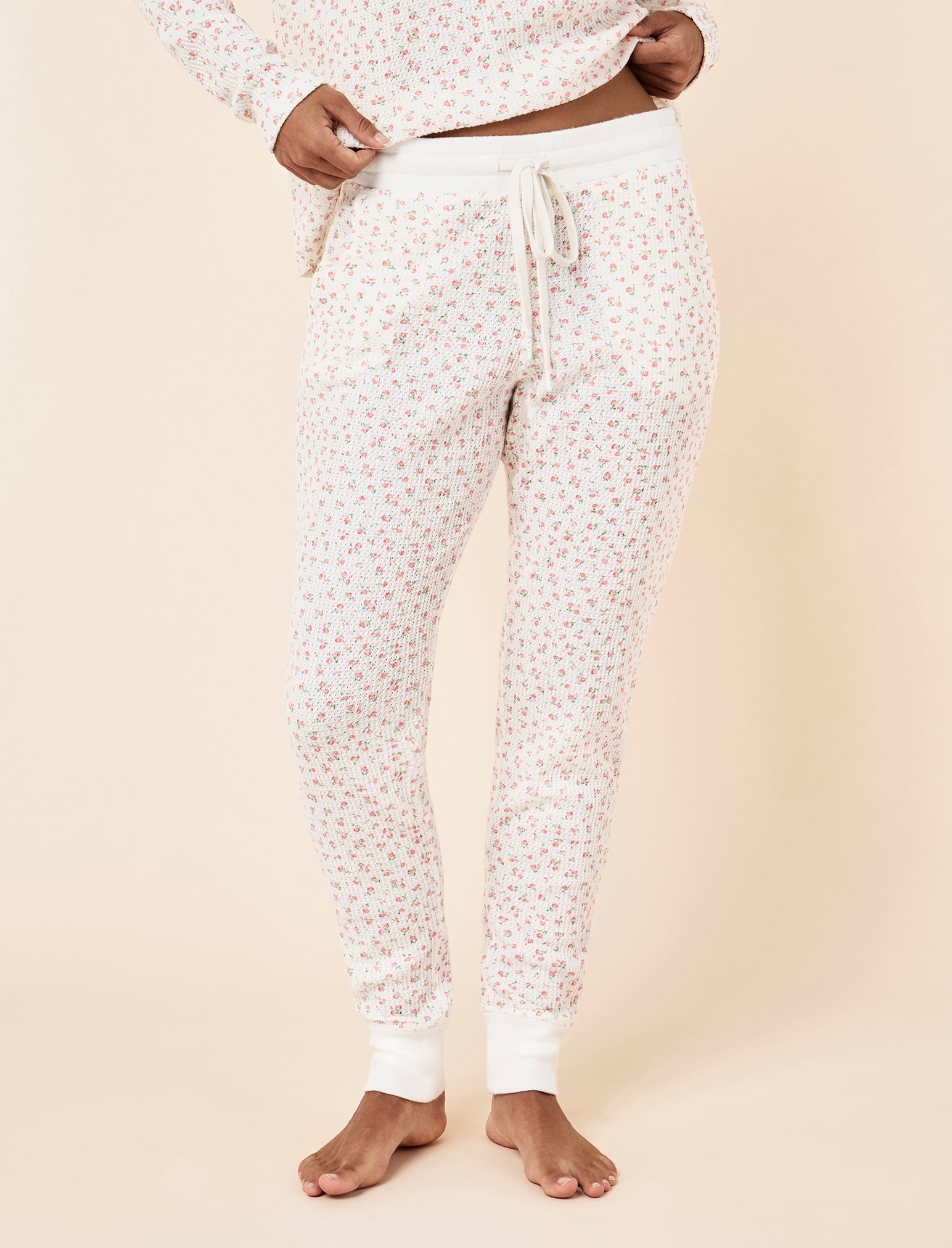 Super Soft Waffle V-Neck Long Sleeve Top & Jogger Set