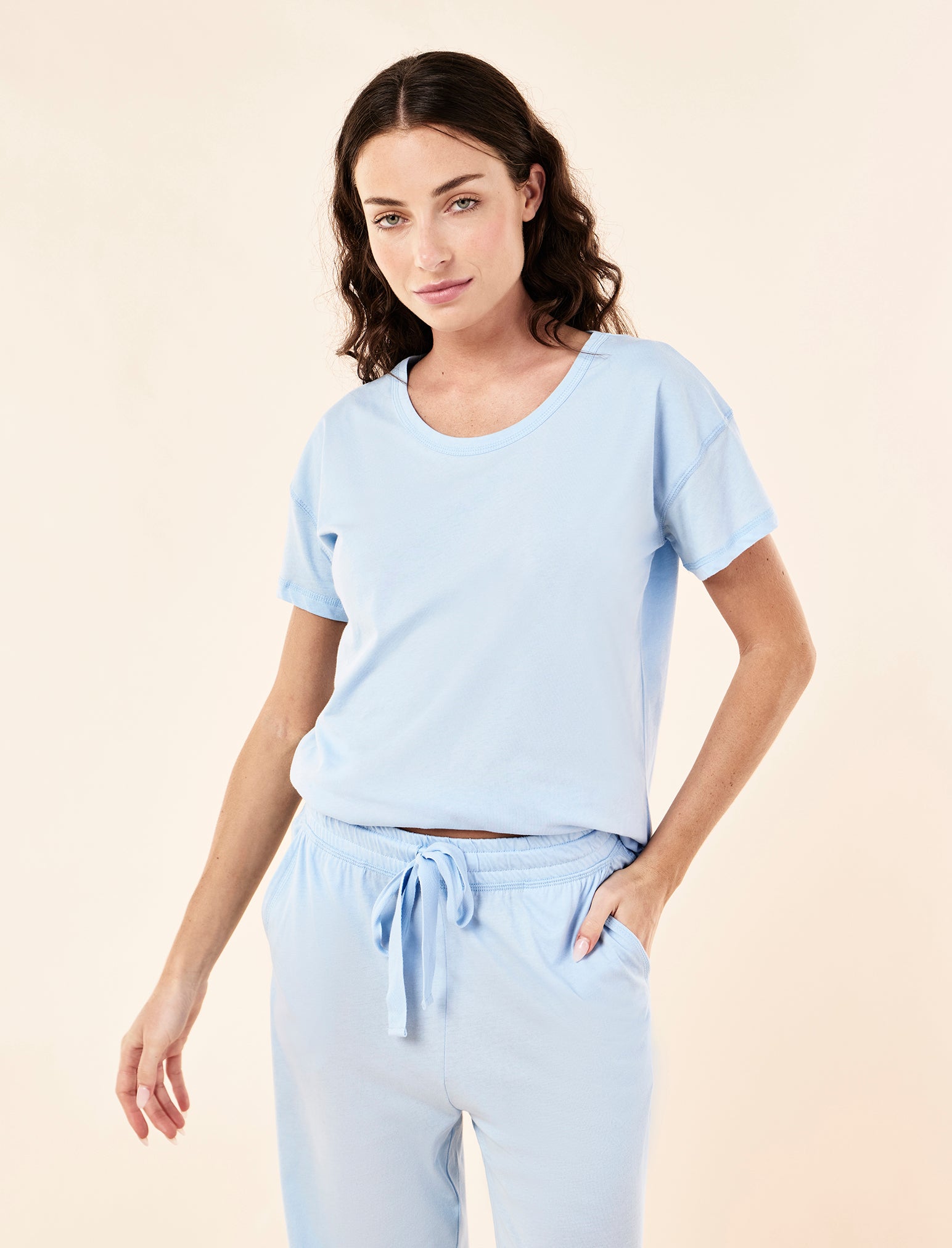 Jada Organic Cotton Knit Tee & Straight Leg Pant Set