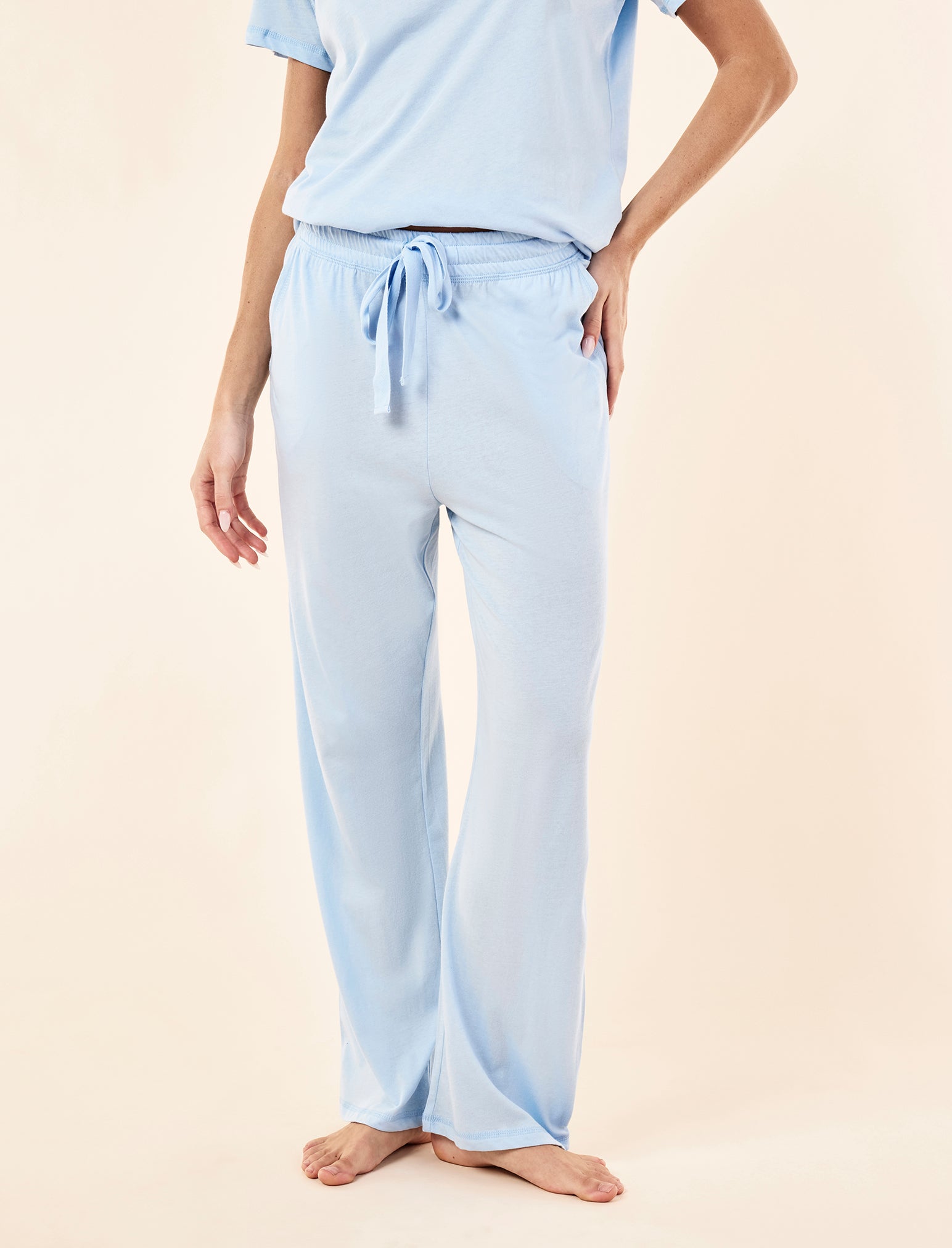 Jada Organic Cotton Knit Tee & Straight Leg Pant Set