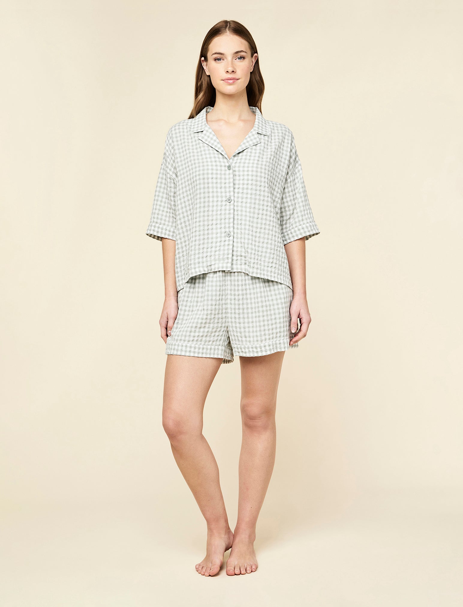 Seersucker Gingham Boxer PJ Set