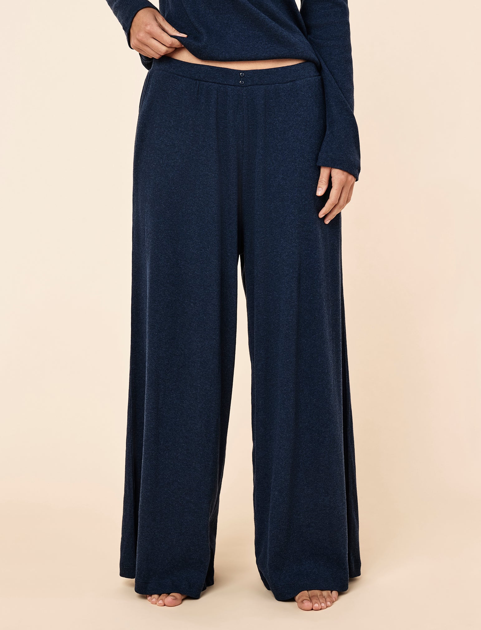 Soft Baby Rib Full Length Wide Leg Pant