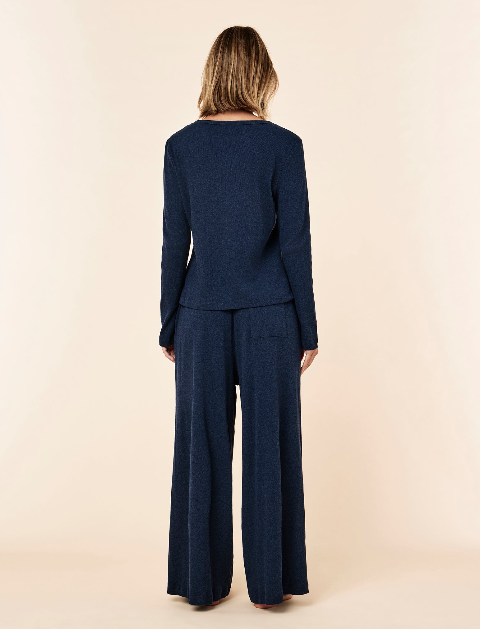 Soft Baby Rib Full Length Wide Leg Pant