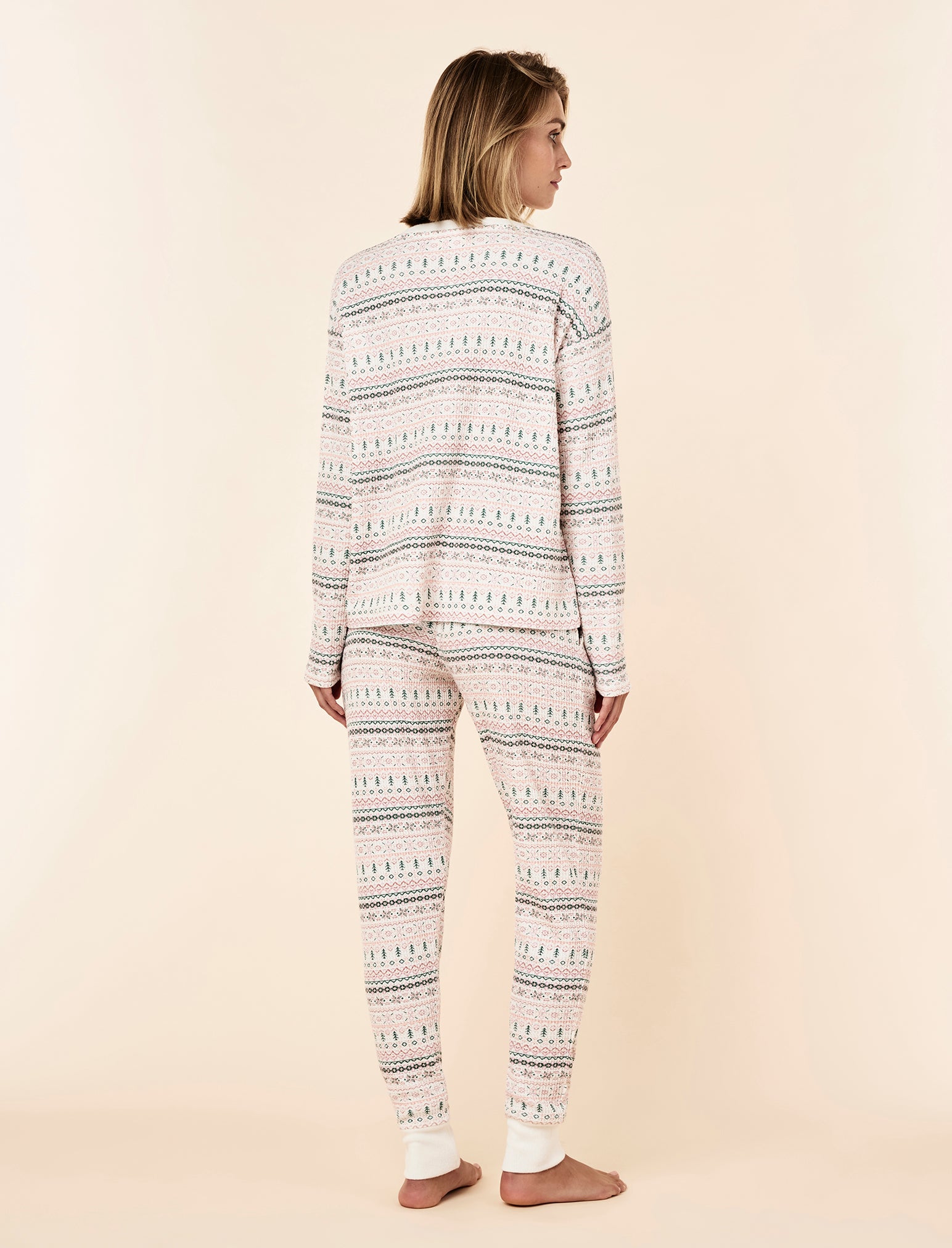Fairisle Waffle Long Sleeve Top and Jogger