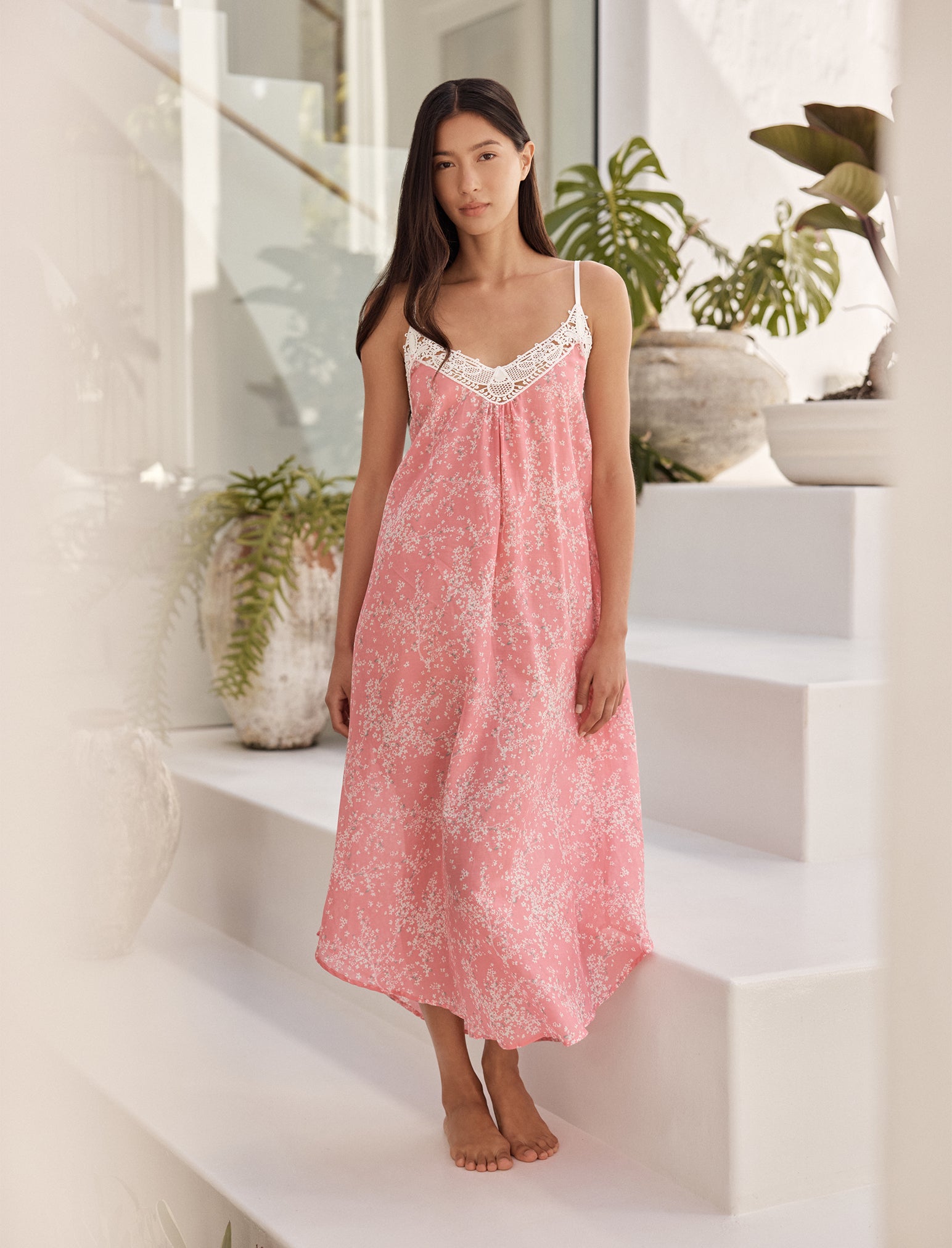 Cheri Blossom Lace Front Maxi Nightie