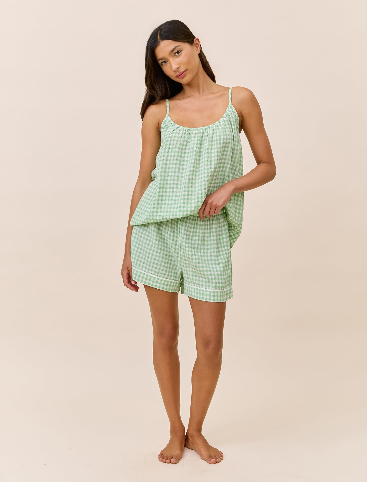 Seersucker Gingham Cami Boxer PJ