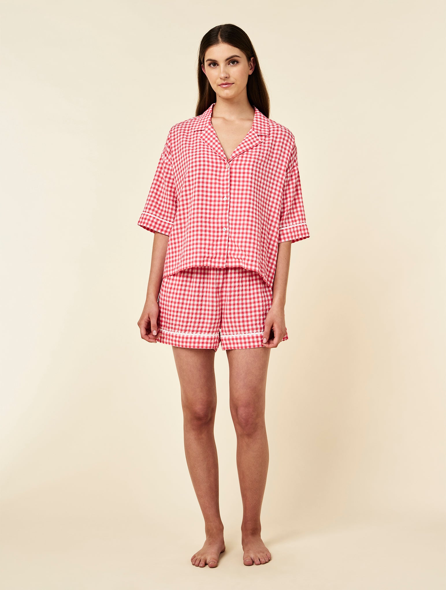 Seersucker Gingham Short Sleeve Shirt