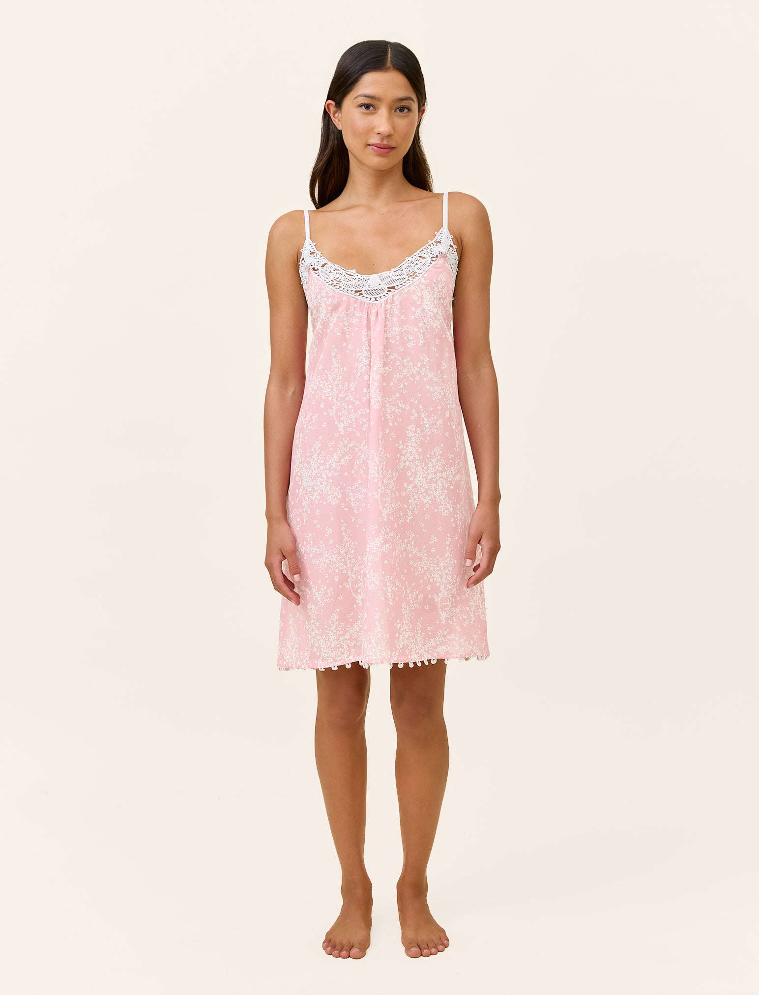 Cheri Blossom Lace Front Midi Nightie
