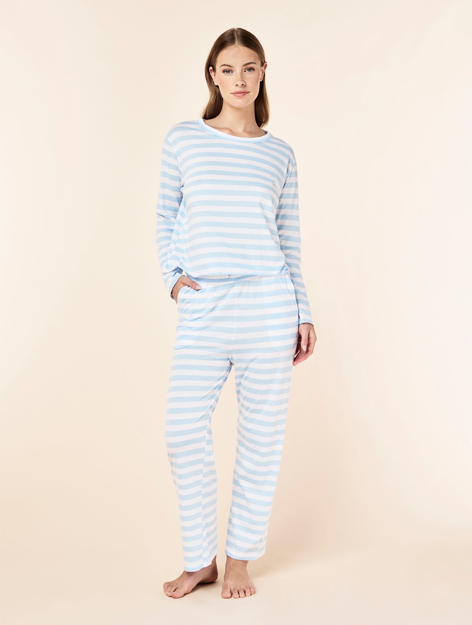 Jada Organic Cotton Knit Stripe Full Length PJ Set