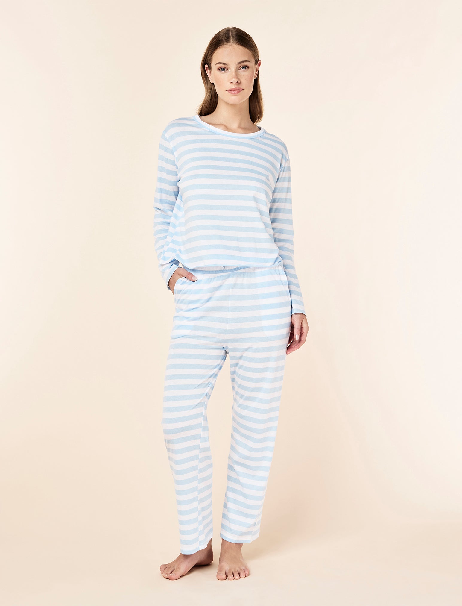 Jada Organic Cotton Knit Stripe Full Length PJ Set