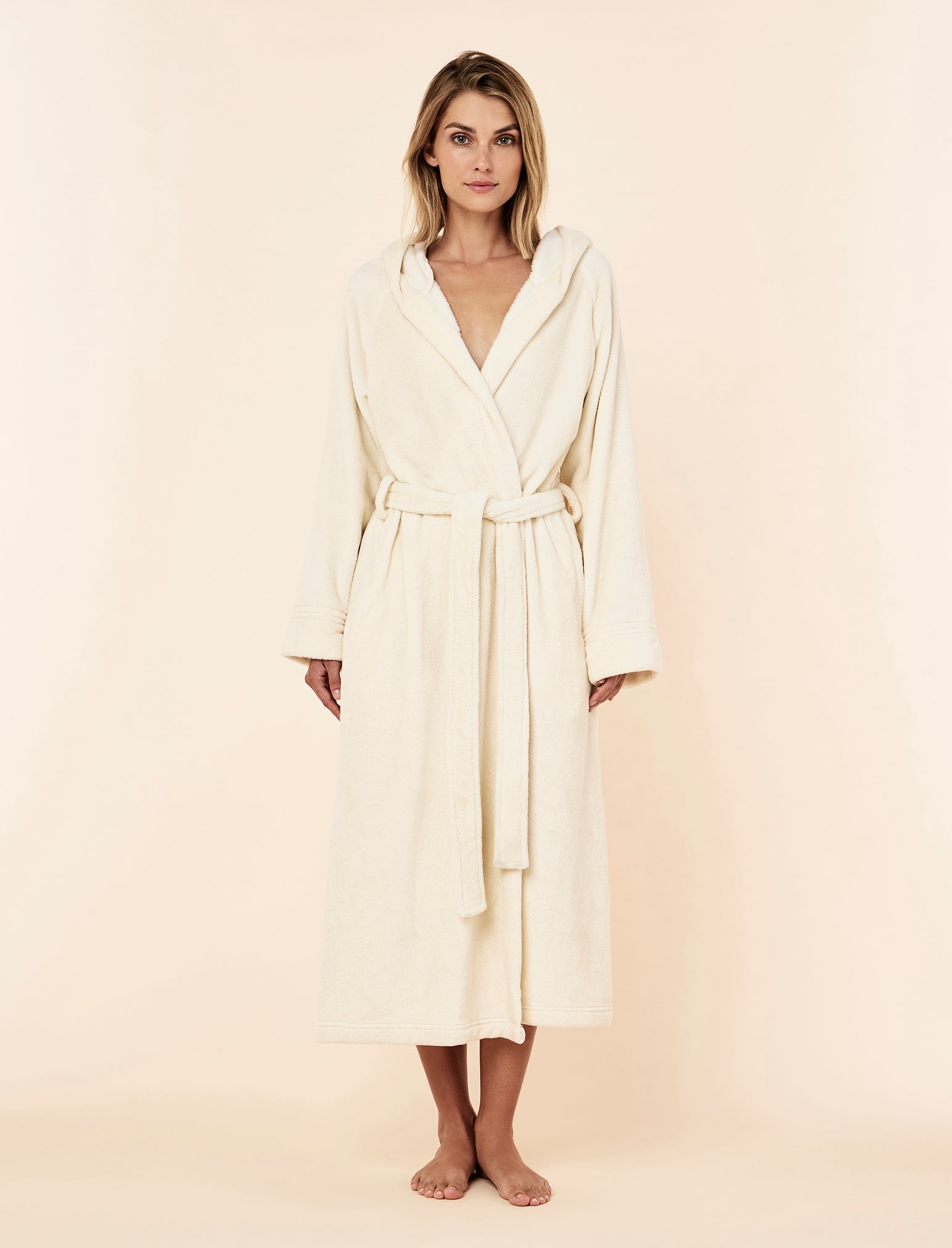 Long Plush Hooded Robe