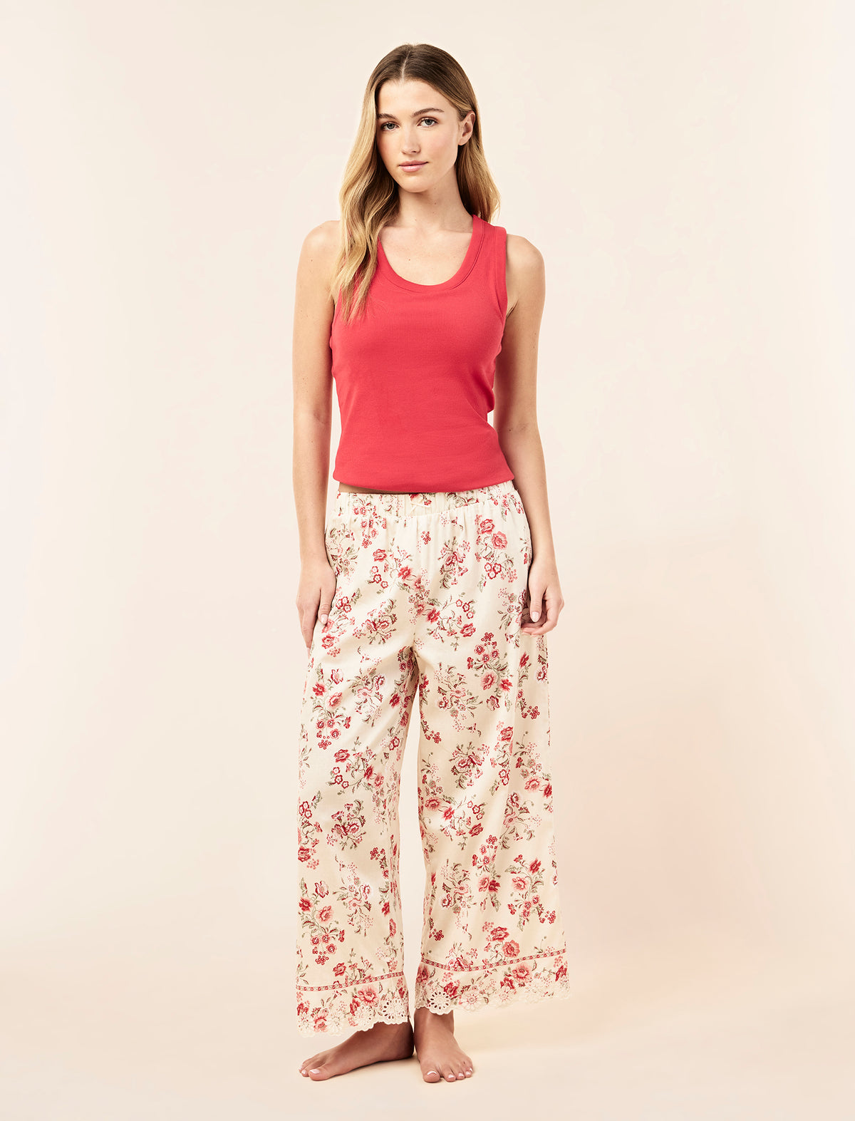 Border Floral Crop Pant