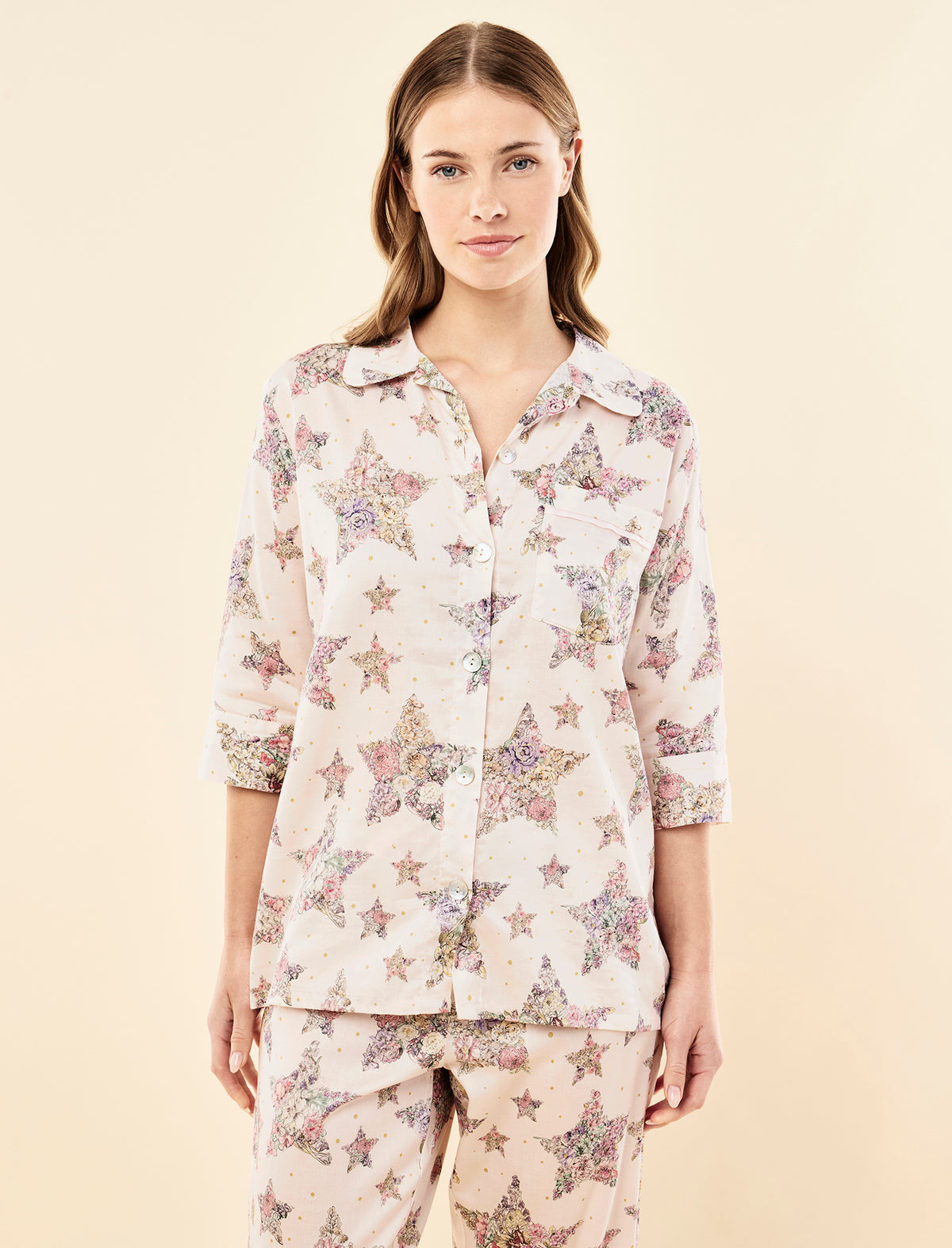 Sienie wearing the Floral Star Crop PJ Set