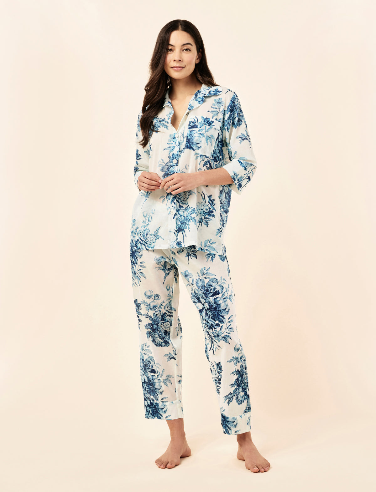 Sakura wearing the Karen Walker Romantic Floral Crop PJ Set