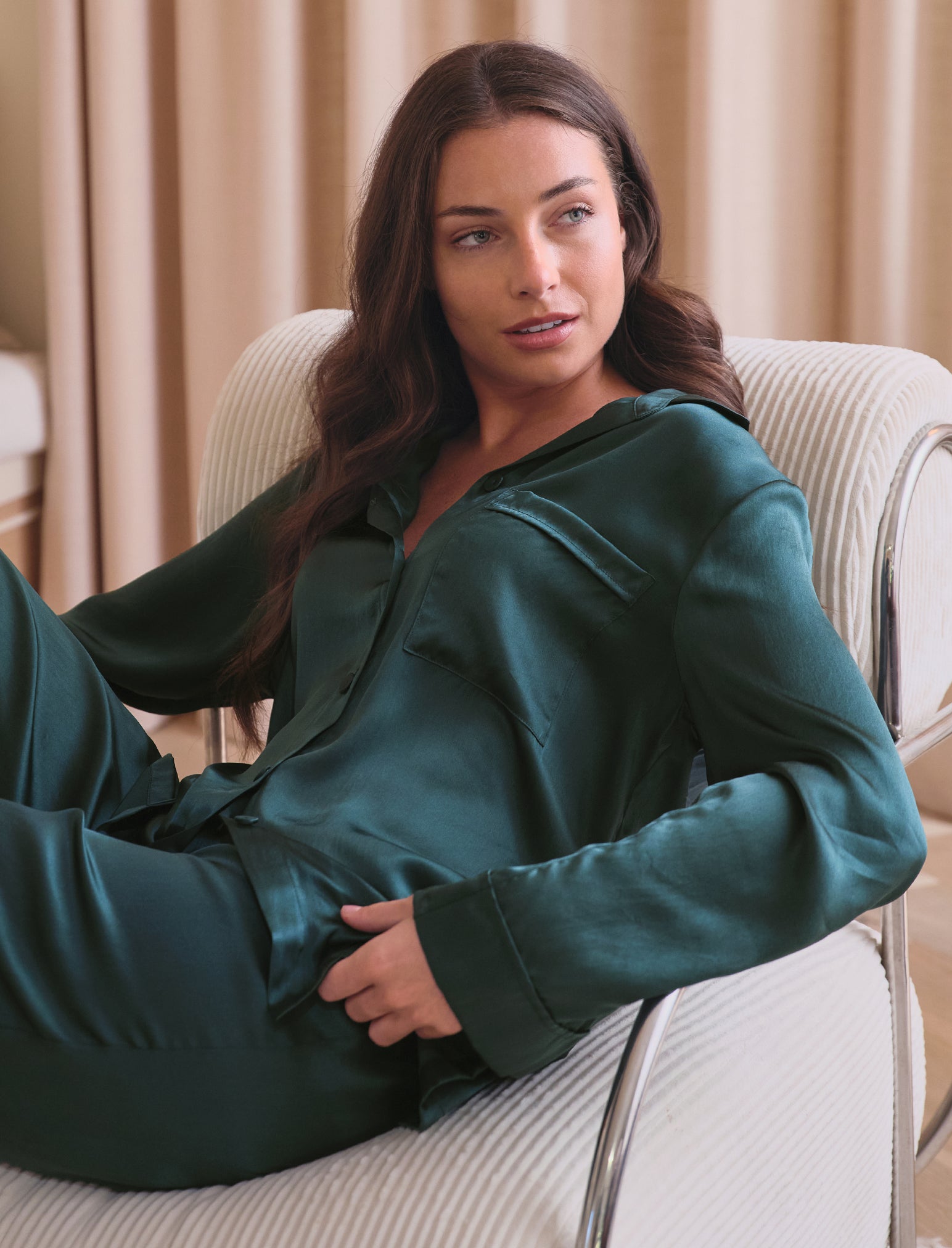 Audrey Washable Silk Full Length PJ Set