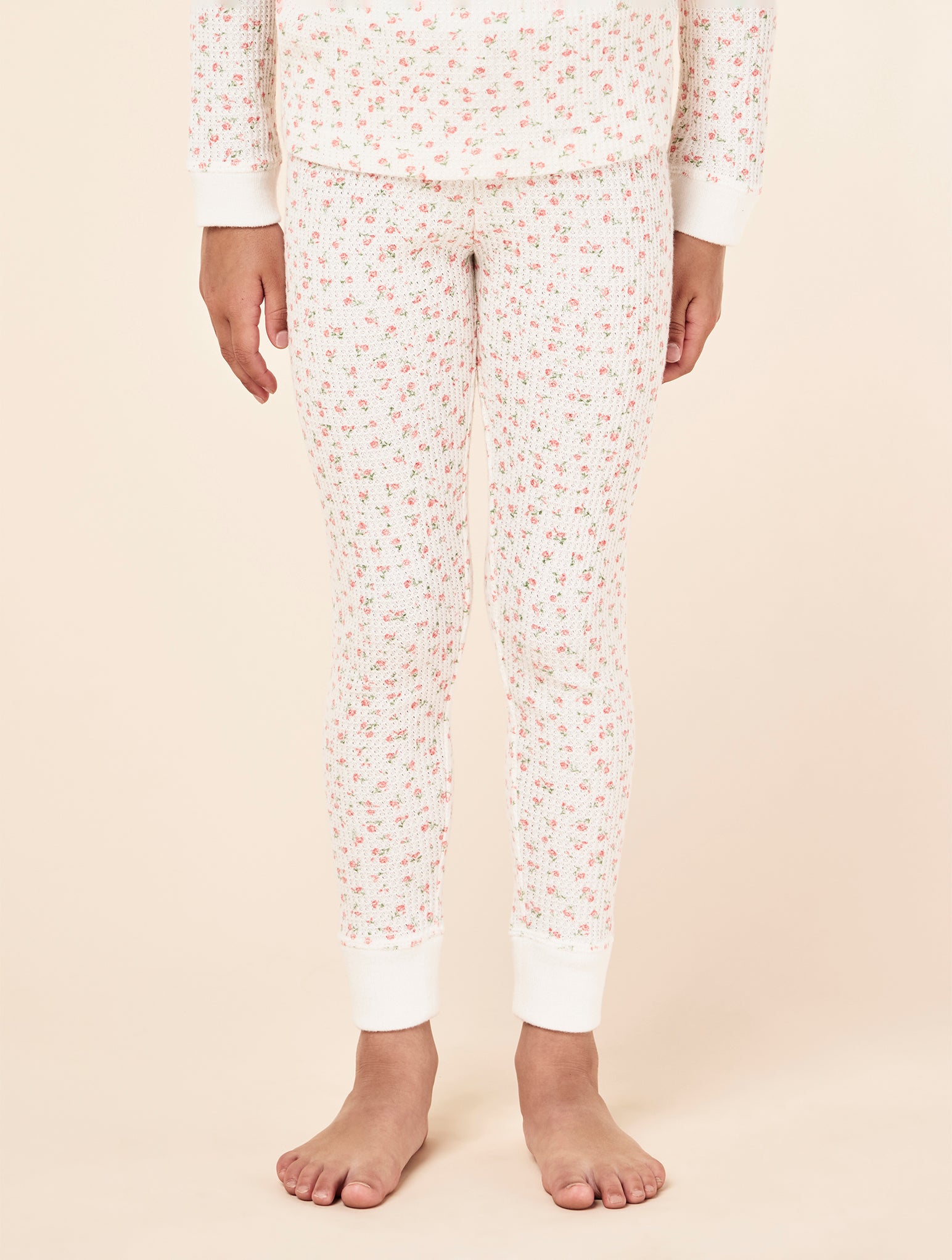 Kids Rosette Waffle Full Length PJ Set